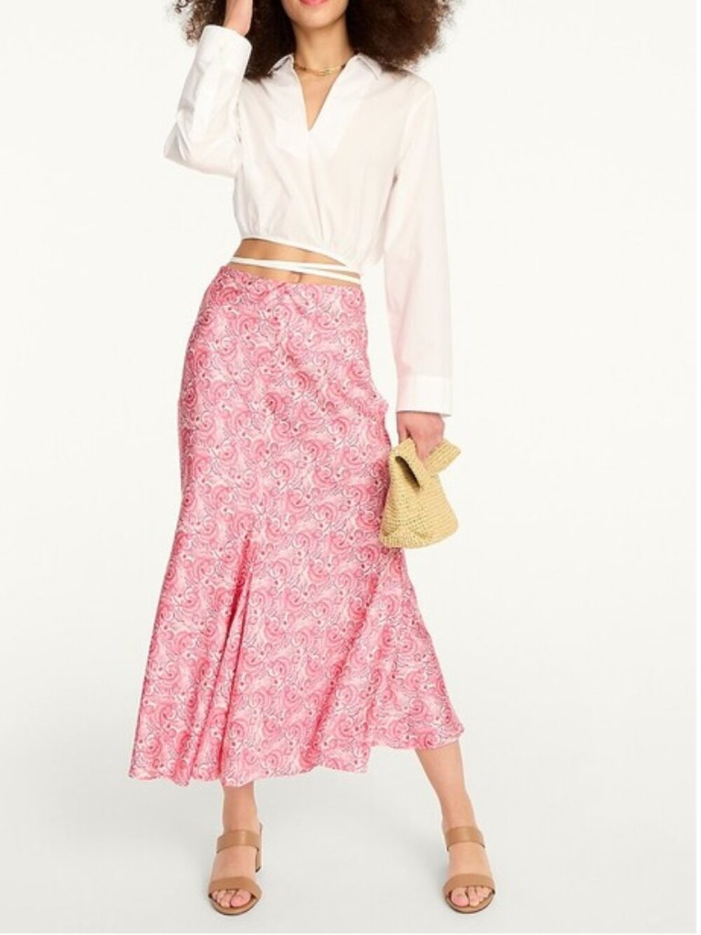 J.Crew Flare Slip Skirt in Pink Dandelion Swirl NEW size M